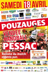 N2M handball Pouzauges reçoit Pessac. Le samedi 18 avril 2015 à Pouzauges. Vendee.  19H00